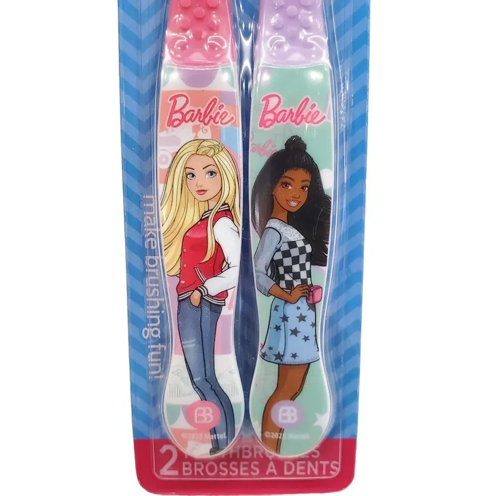 Barbie Pink Toothbrushes BrushBuddies 2 Pack Barbie Soft Toothbrush